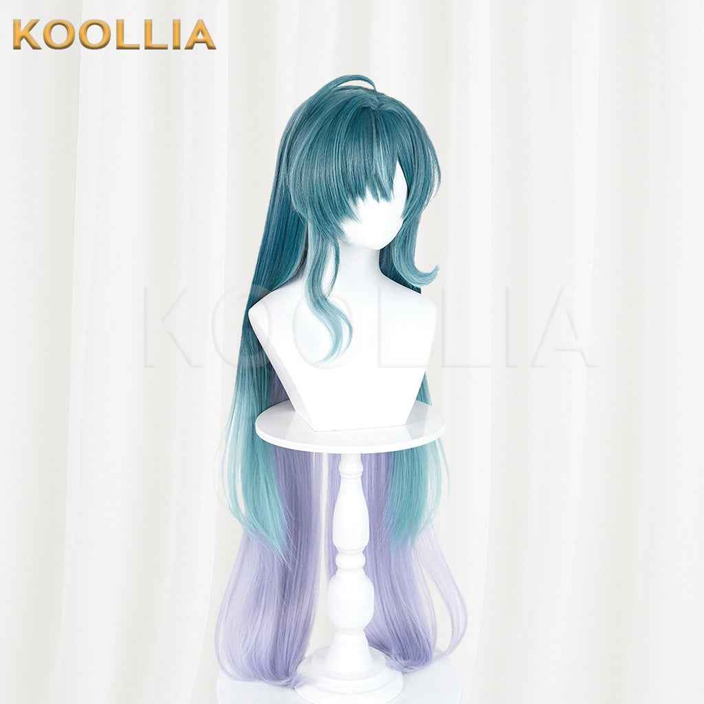 Genshin Impact Voyanisa Wig Three‑Tone Gradient Integrated Extra‑Long High Ponytail Realistic Scalp Top Basic Wig
