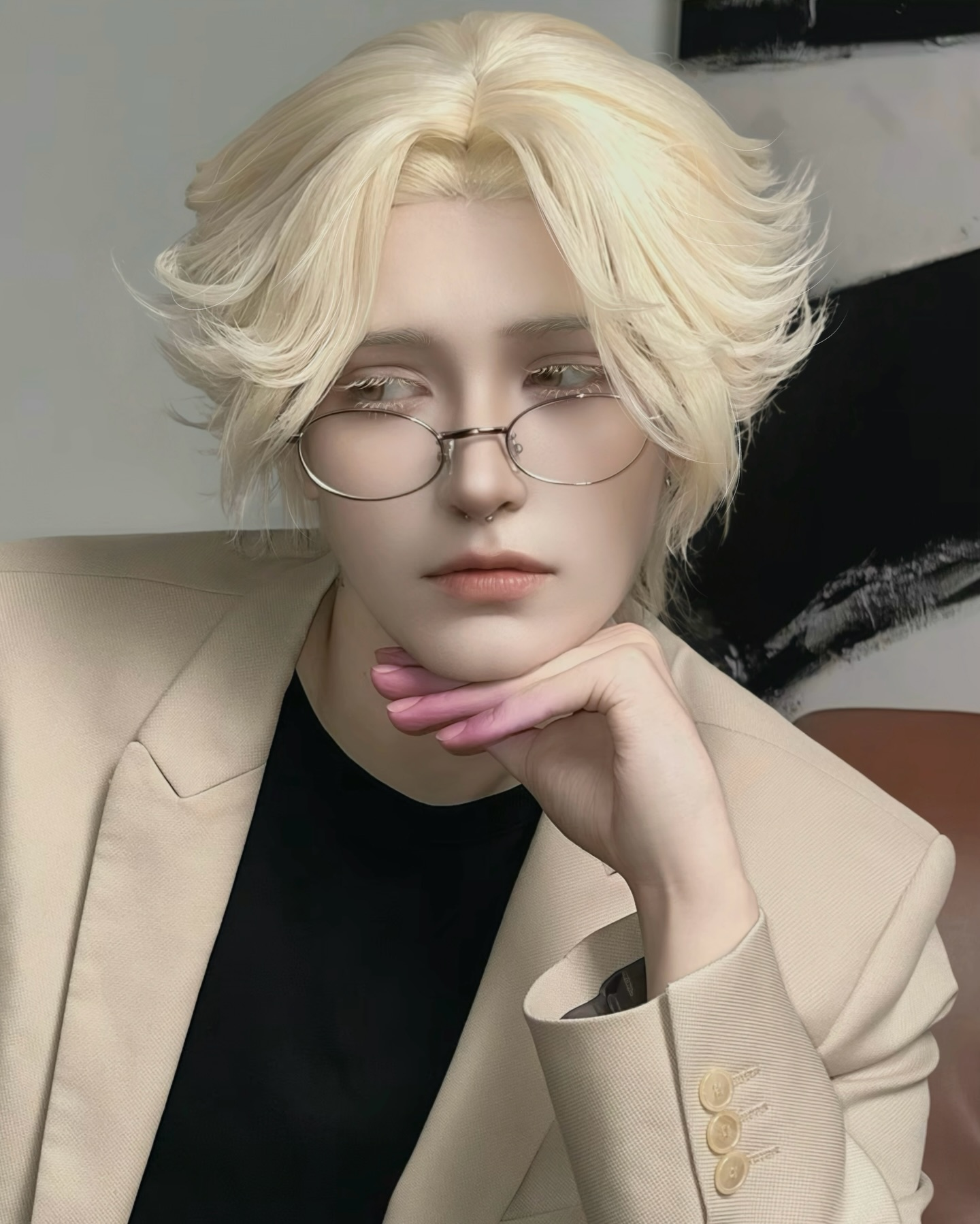 Alien Stage Luka Kurzes goldenes Haar Basic Perücke