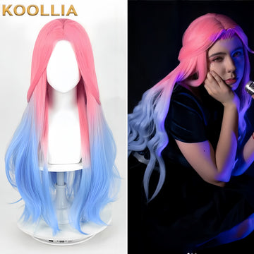 Alien Stage Mizi Long Pink Blue Hair Basic Wig - KOOLLIA