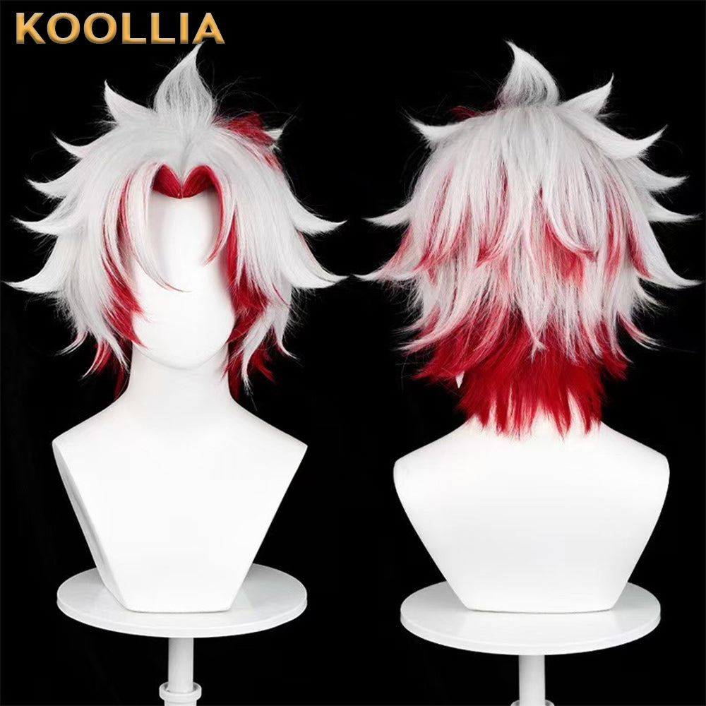 Wuthering Waves Scar Short White Red Hair Basic Wig