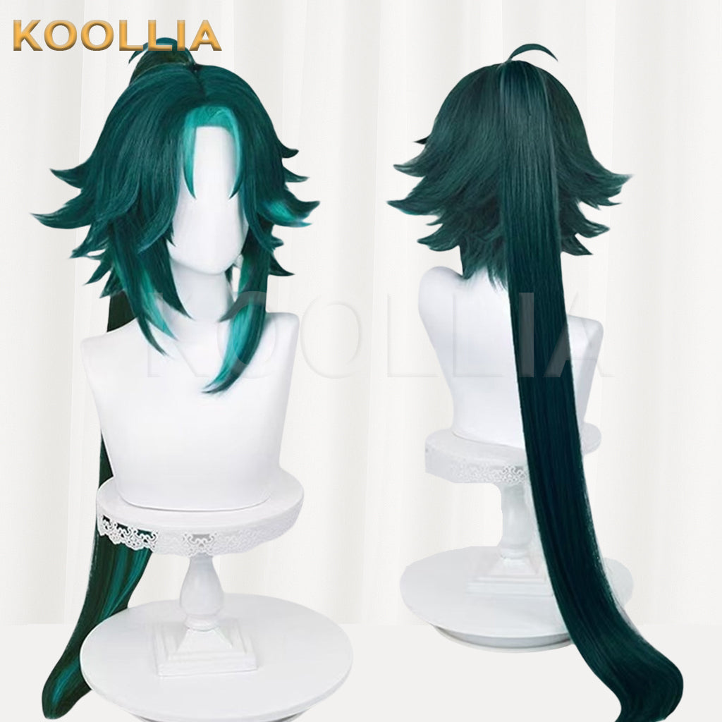 Peruca básica curta de cabelo verde Xiao Genshin Impact