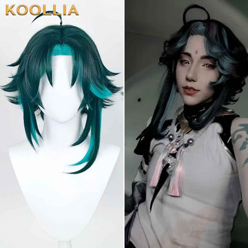 Genshin Impact Xiao Short/Long Green Hair Basic Wig
