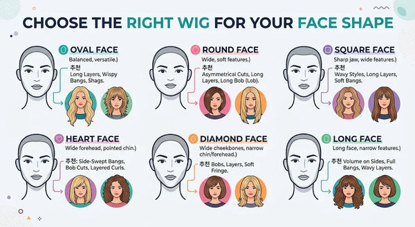 A simple face shape chart that helps you choose a wig by face shape