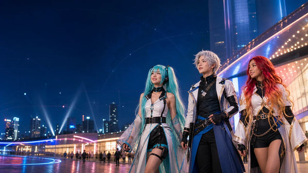 Cosplayers wearing colorful wigs during the Anime City Rush convention season