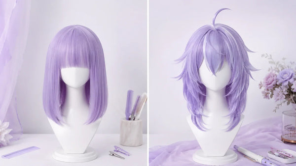 Basic cosplay wig compared with a styled character-accurate wig