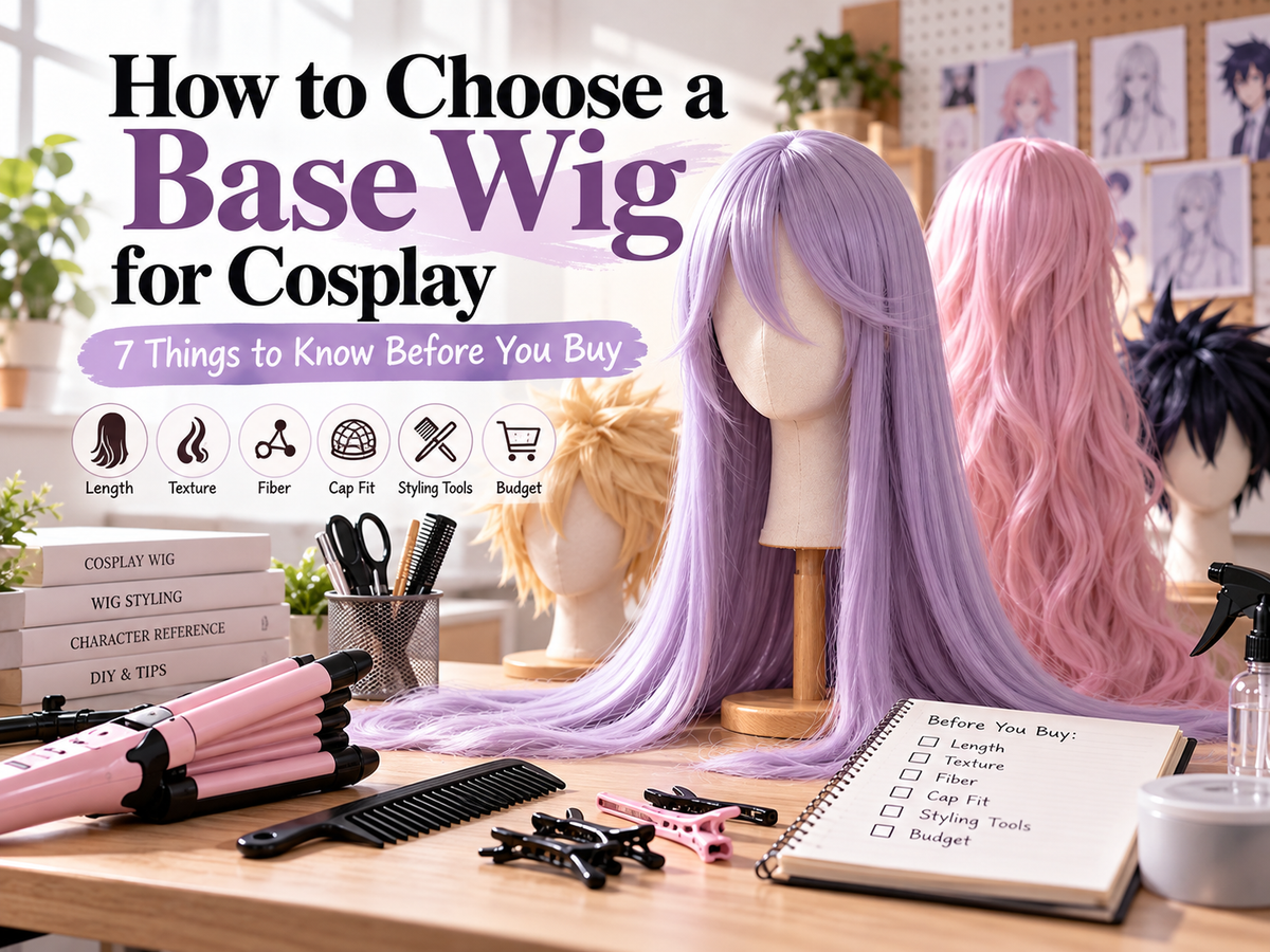 How to choose a base wig for cosplay with straight, crimped and short wig options