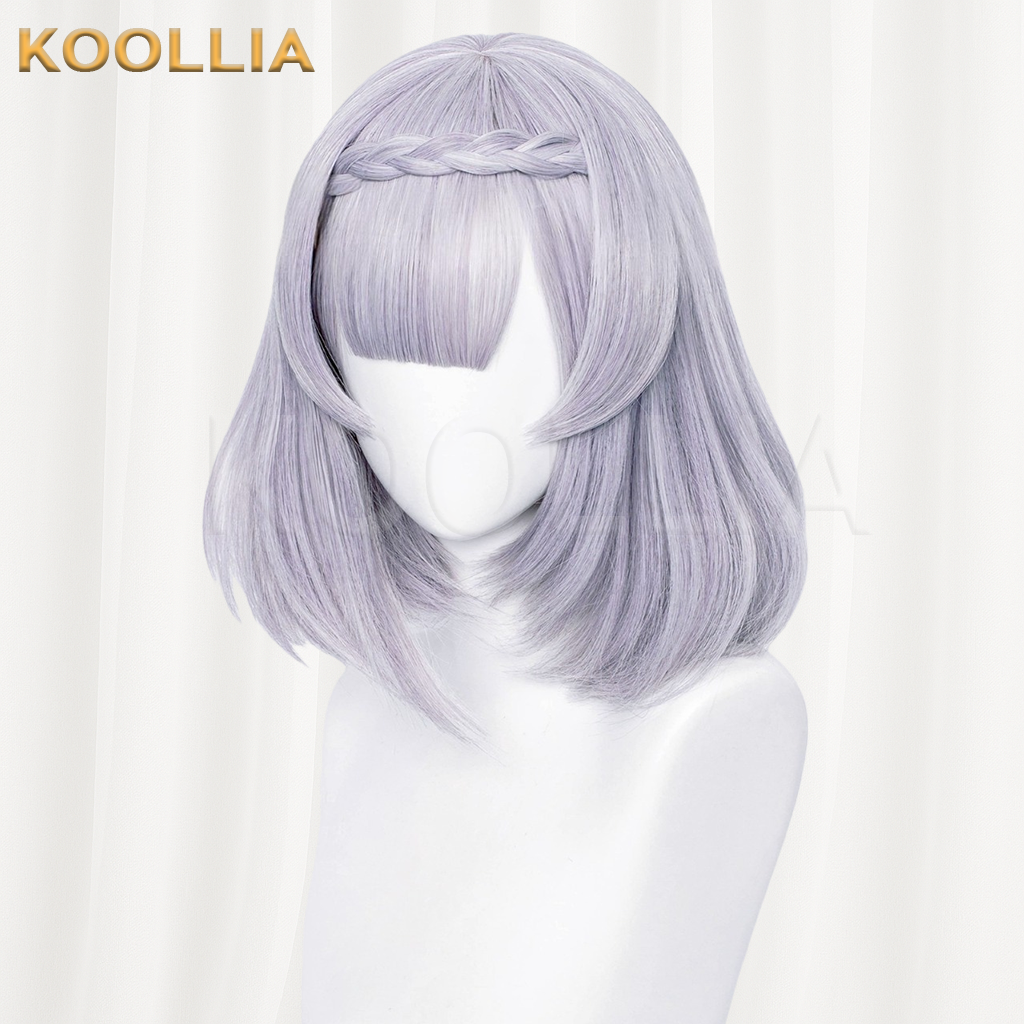Genshin Impact Noelle Light Gray Purple Bob Basic Wig