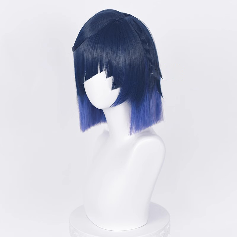 Genshin Impact Yelan Short Dark Bule And Purple  Hair Basic Wig