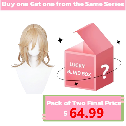 Genshin Impact Kaveh Lange gelbe Haare Basic Perücke