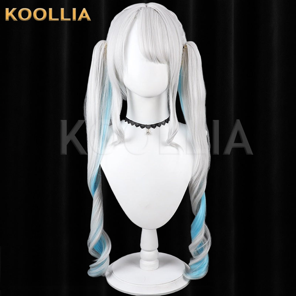 VTuber Kaga Sumire Silver White Gradient Light Blue Basic Wig