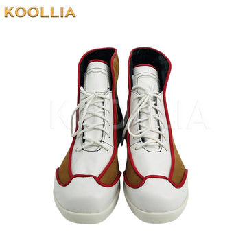 Pair of Chainsaw Man Denji white brown high-top lace-up cosplay shoes