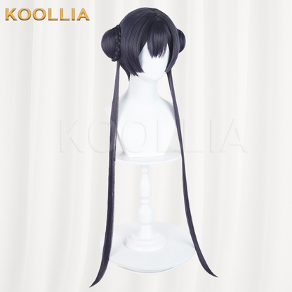 Blue Archive Kisaki Dark Blue Black Bun Basic Wig