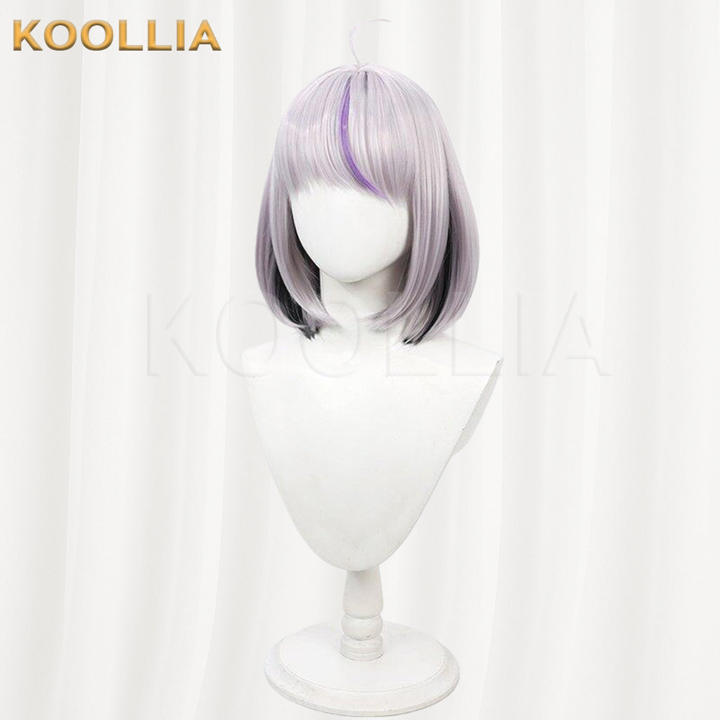 Hololive La+ Darknesss Silver Grey With Purple Highlights Basic Wig