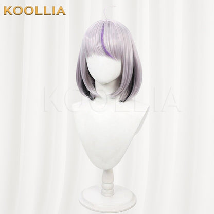 Hololive La+ Darknesss Silver Grey With Purple Highlights Basic Wig