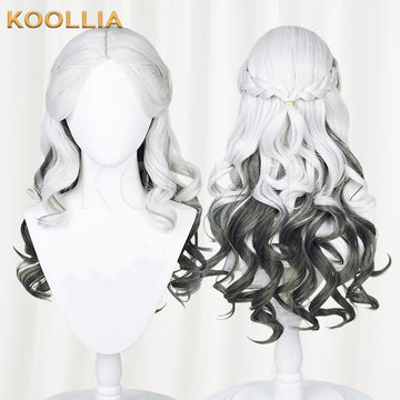 Multi-angle display of Identity V Ada Mesmer white black gradient curly basic wig