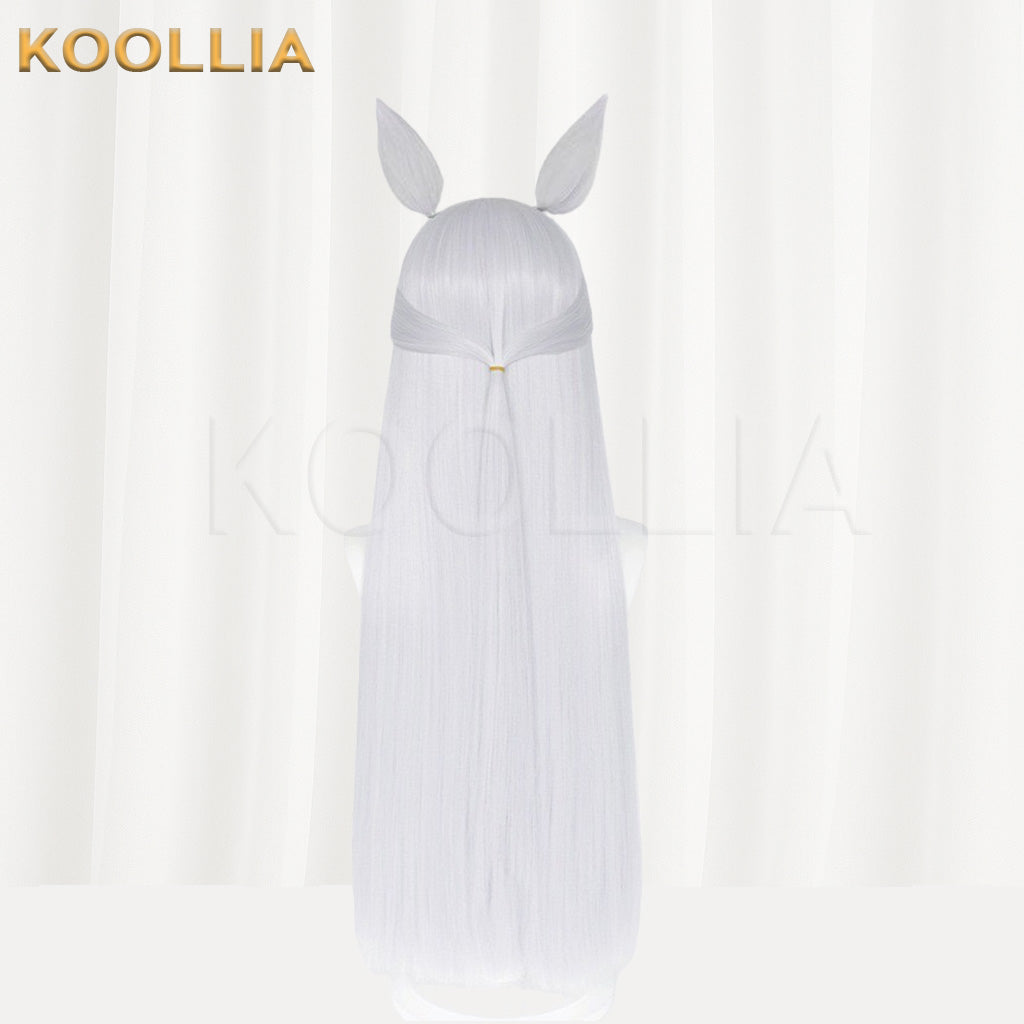 Uma Musume Gold Ship Silver Gray Purple Full Fringe Long Straight Basic Wig