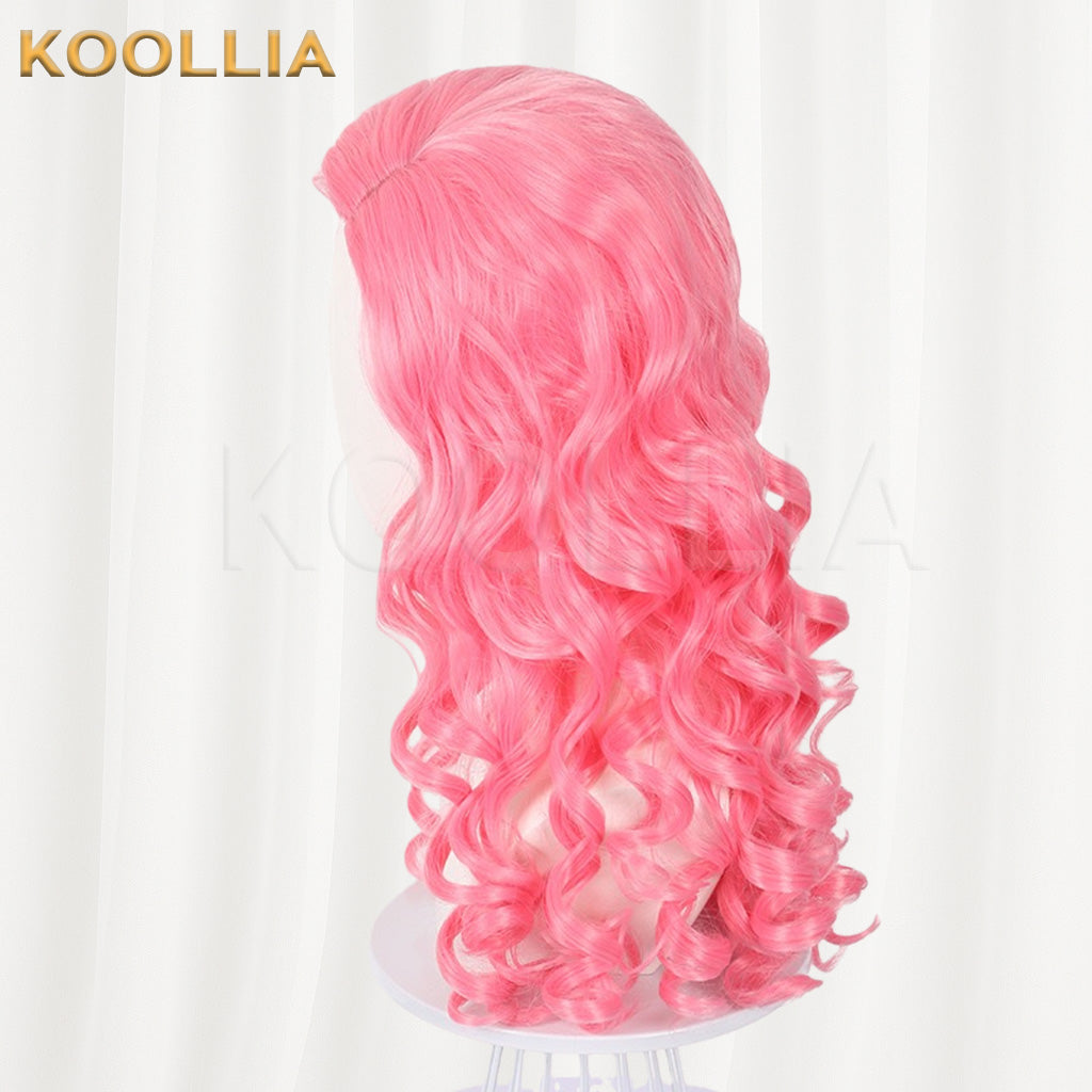 Descendants 4 Queen of Hearts Pure Bright Pink Thick Curly Basic Wig