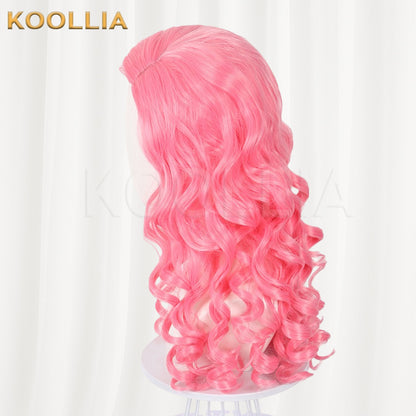 Descendants 4 Queen of Hearts Pure Bright Pink Thick Curly Basic Wig