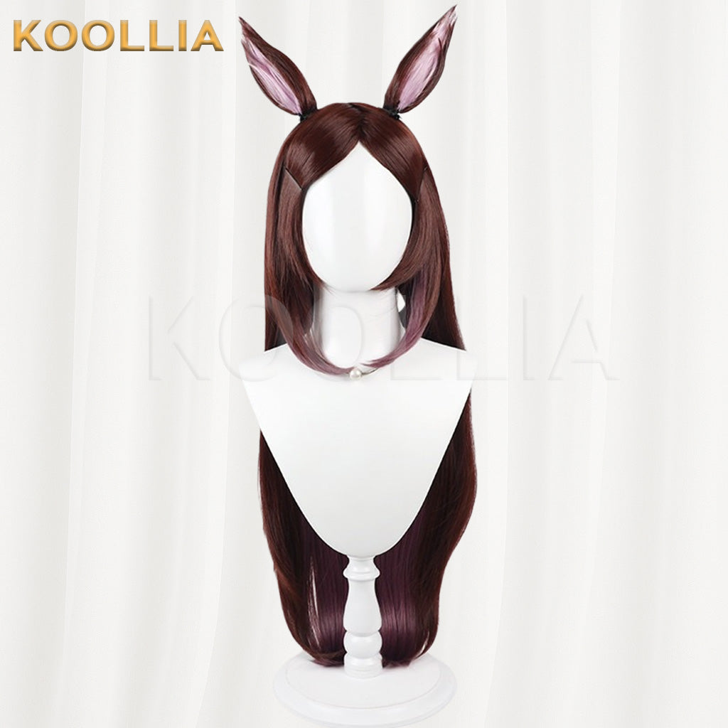 Uma Musume Pretty Derby Sakura Bakushi Dark Brown Pink Gradient Basic Wig