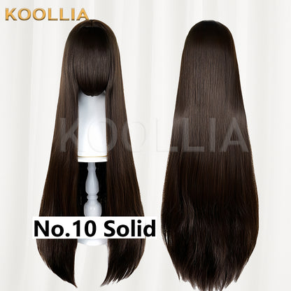 Thickened All-purpose 100cm High Temperature Root Boost Basic Wig with Scalp Top (Around 600g)