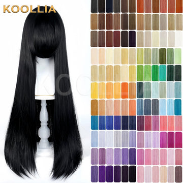 All-purpose 100cm Middle-Part Mantis Bangs Long Straight Wig with Realistic Large Scalp - KOOLLIA