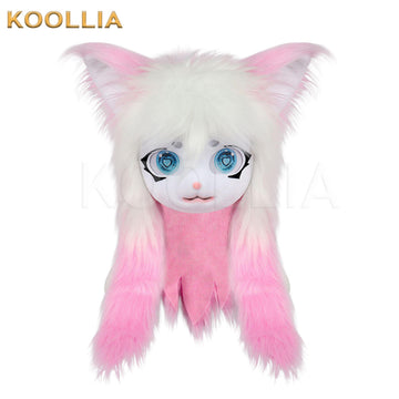 Pink variant of Kig Series Fursuit Head Furui cute Lolita cat ears cosplay plush fursuit head