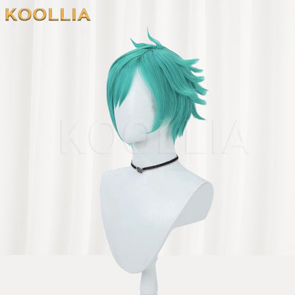 League of Legends & Heartsteel Aphelios Teal Green Layered Spiky Basic Wig