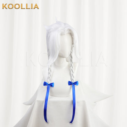 League of Legends & Spirit Blossom Yone Silver White Double Braid Basic Wig