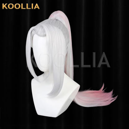 League of Legends & Spirit Blossom Yasuo Silver White Pink Highlights High Ponytail Basic Wig