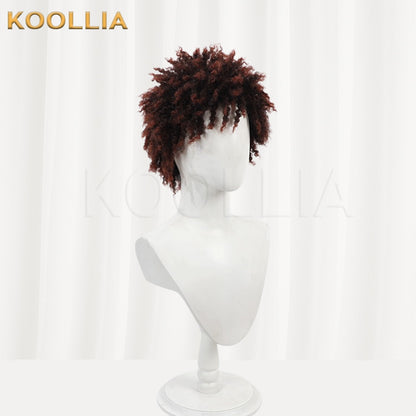 League of Legends & Arcane K'Sante Dark Brown Red Twisted Braid Afro Basic Wig