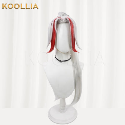 League of Legends & Heartsteel Yone White Red Two-Tone High Ponytail Basic Wig