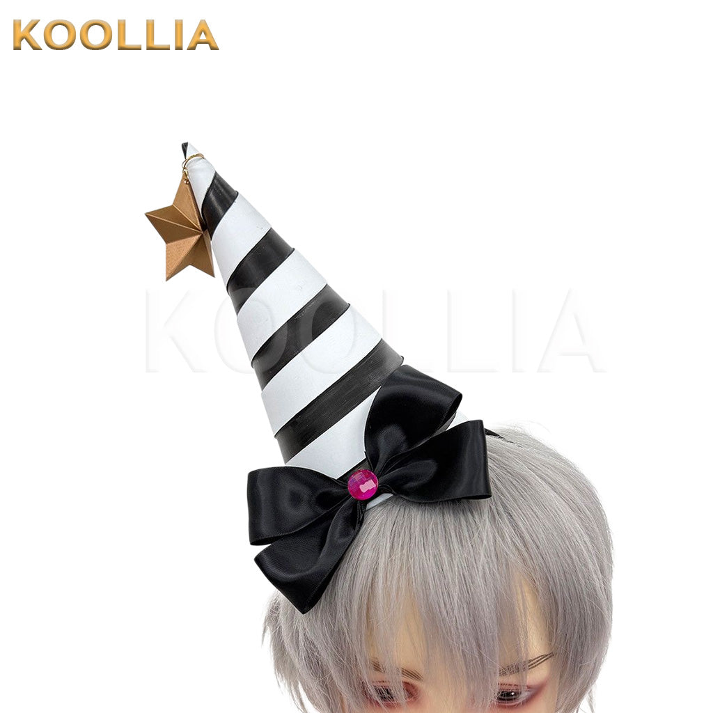 Path to Nowhere Nacchi Black White Striped Pointed Hat Headwear Accessory