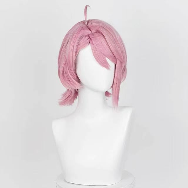 Dandadan Aira Shiratori Basic-Perücke mit kurzen rosa Haaren
