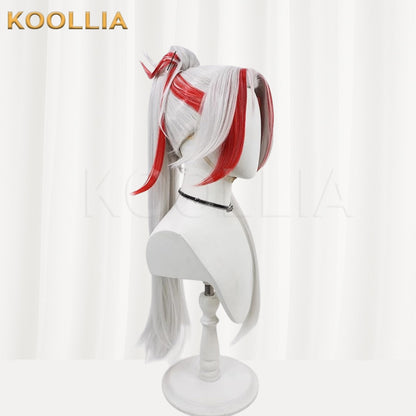 League of Legends & Heartsteel Yone White Red Two-Tone High Ponytail Basic Wig