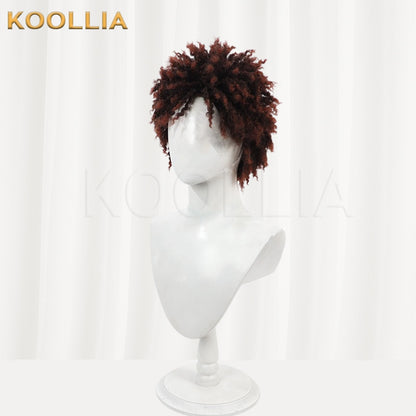 League of Legends & Arcane K'Sante Dark Brown Red Twisted Braid Afro Basic Wig