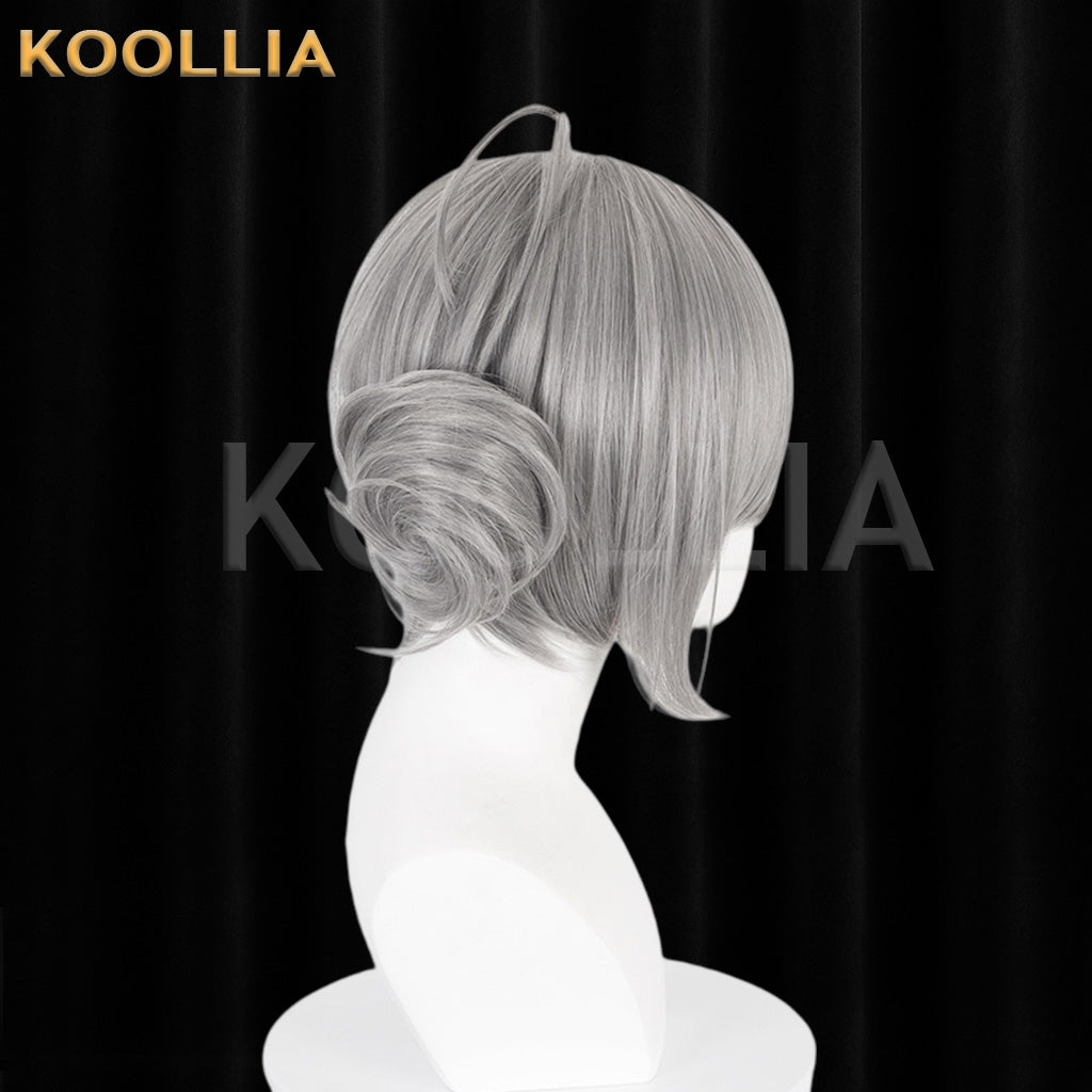 Reverse: 1999 Vertin Silver Gray Single Side Bun Basic Wig