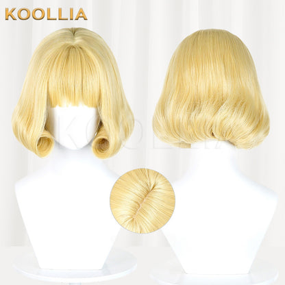 Jujutsu Kaisen Kurusu Hana Light Golden Short Curled Bobo Basic Wig