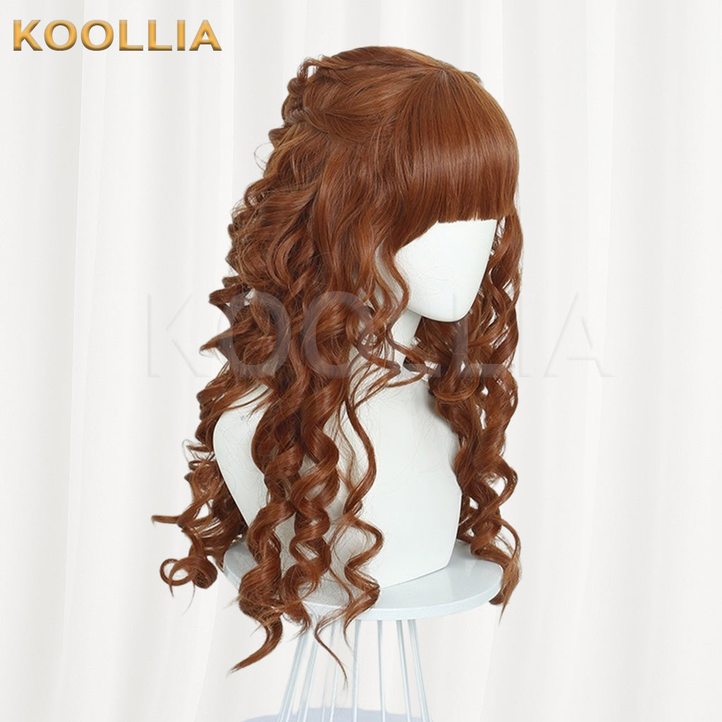Wednesday Agnes Warm Brown Curly Long Basic Wig