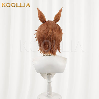 Uma Musume Pretty Derby Dictus Striker Brown White Short Hair with Ears Basic Wig