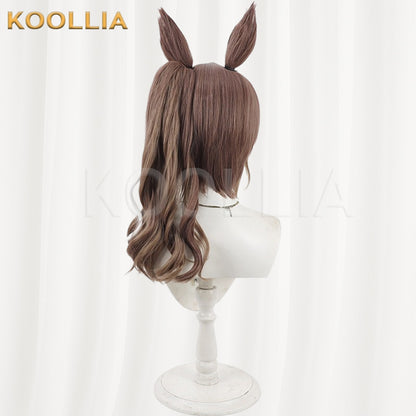Uma Musume Tosen Jordan Brown White Highlight Wavy Long Basic Wig