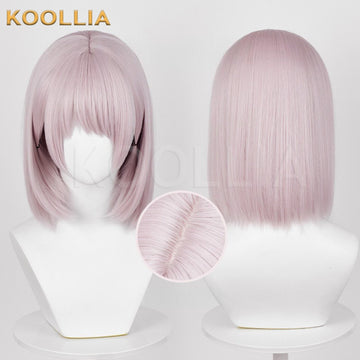 Multi-angle display of Chainsaw Man Kiga The Hunger Devil light pink basic wig