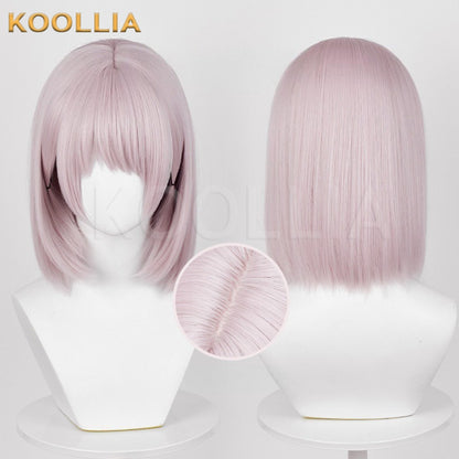 Homem-serra elétrica Makima peruca longa de cabelo rosa básica