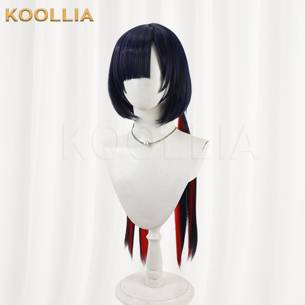 KAMITSUBAKI Rime Dark Blue Red Double Ponytail Basic Wig