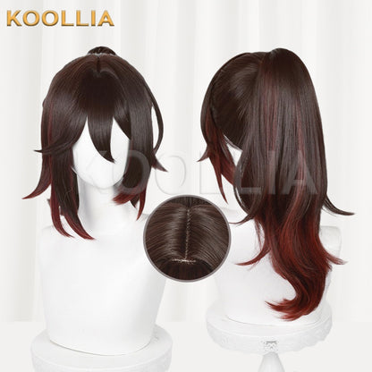 Honkai: Star rail Tingyun cabelo longo castanhoPeruca básica