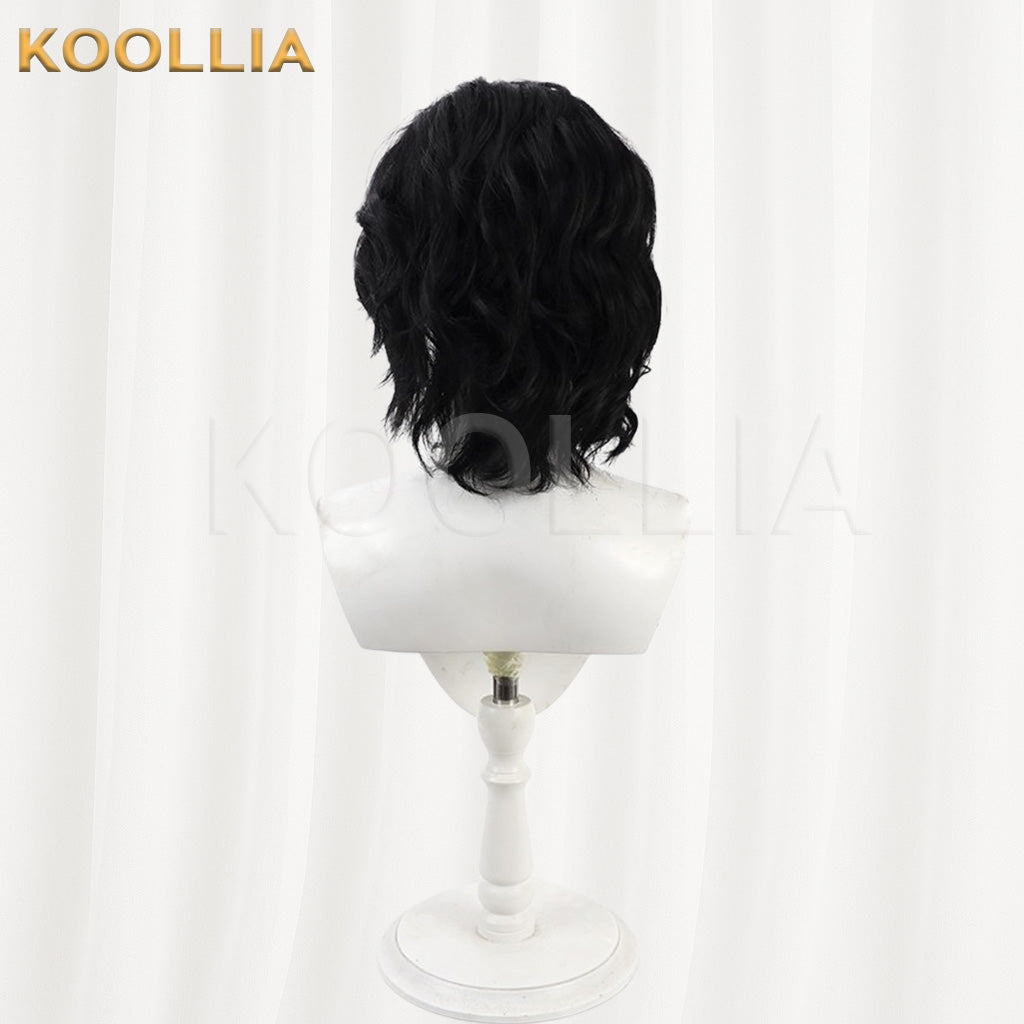 Elden Ring Nightreign Scholar Pure Black Messy Curly Short Hair Basic Wig