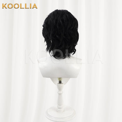 Elden Ring Nightreign Scholar Pure Black Messy Curly Short Hair Basic Wig