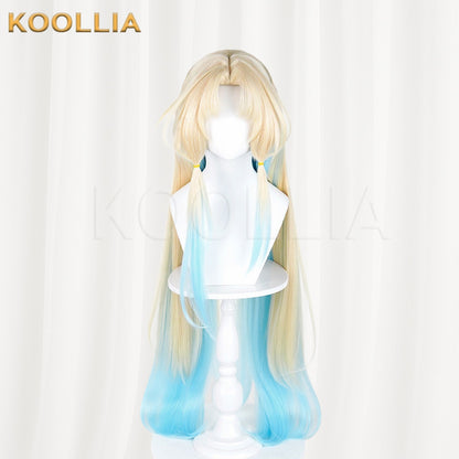 Honkai Star Rail Pearl Light Gold Sky Blue Gradient Long Twin Tails Basic Wig