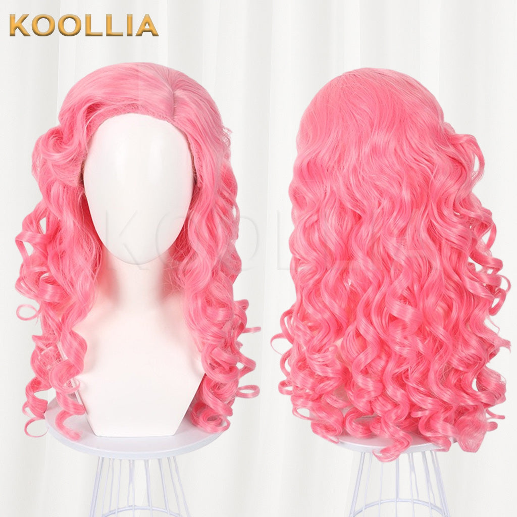 Descendants 4 Queen of Hearts Pure Bright Pink Thick Curly Basic Wig