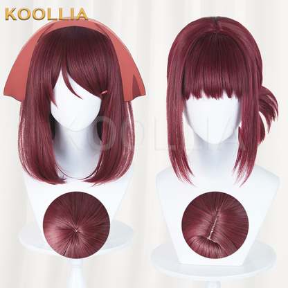 Smoking Behind the Supermarket with You Tayama Solid Wine Red Basic Wig