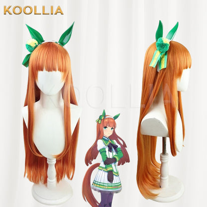 Uma Musume Pretty Derby Silence Suzuka 100cm Extra Long Warm Orange Basic Wig